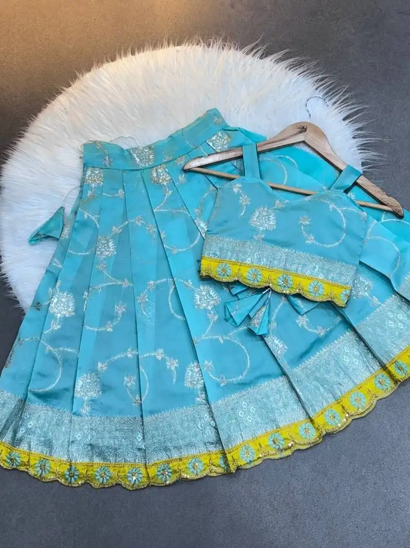 Skyblue soft silk lehenga choli