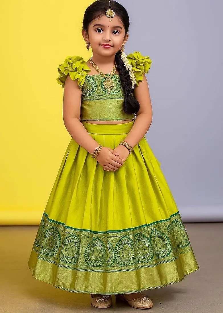 Parrot soft silk pavadai set lehenga choli