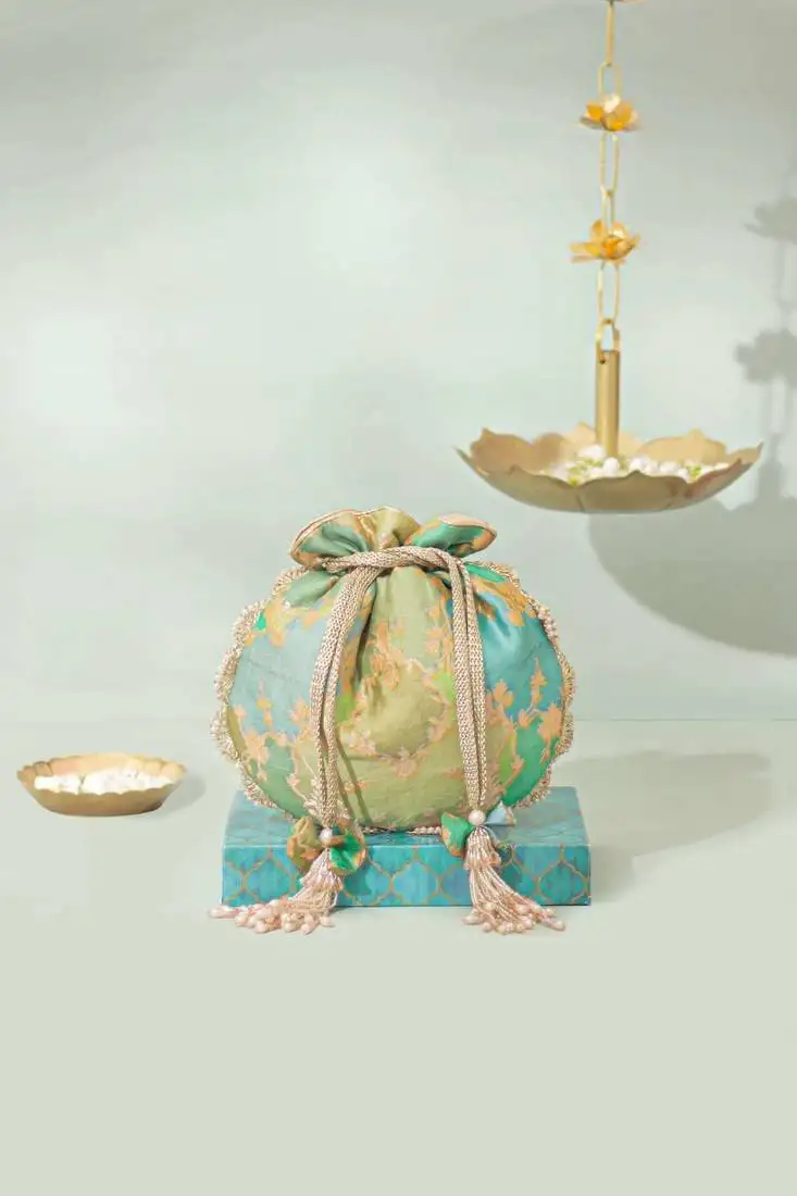 Multicolor silk potli bag