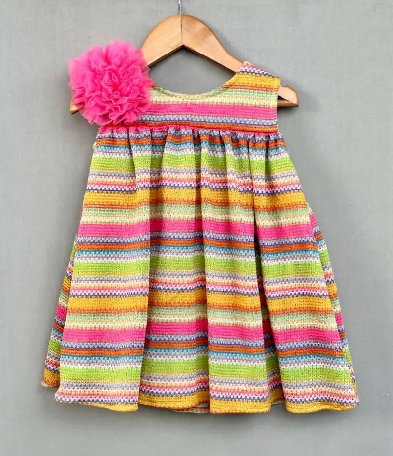 Multicolour striped knitted dress