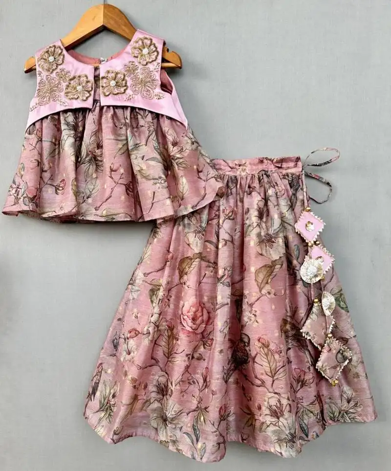 Embroidered blush pink floral lehenga set