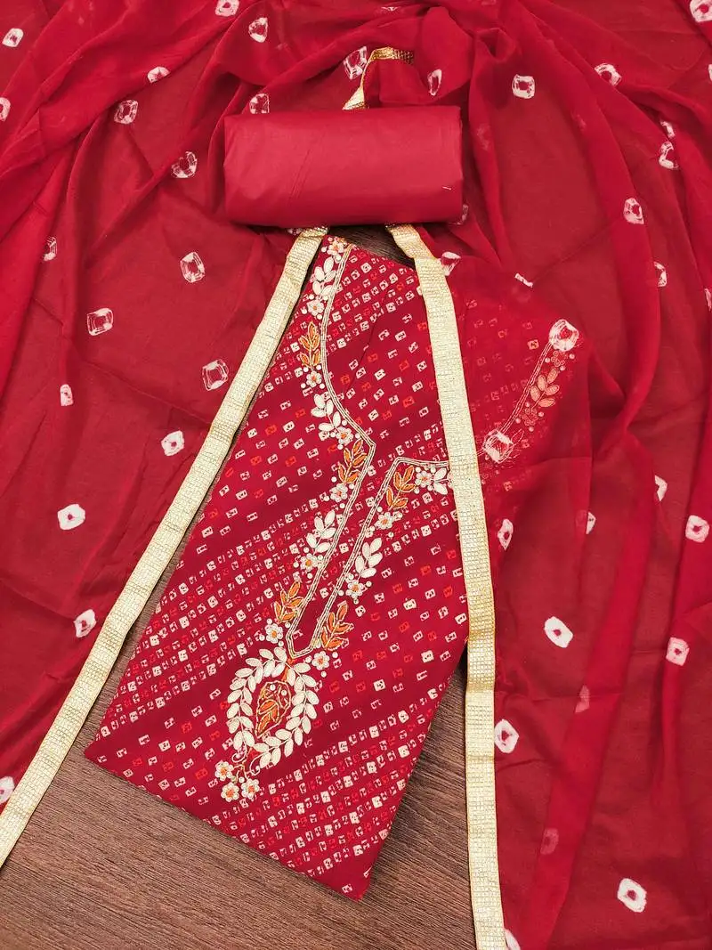 Rani cotton embroidered unstitched dressaterial