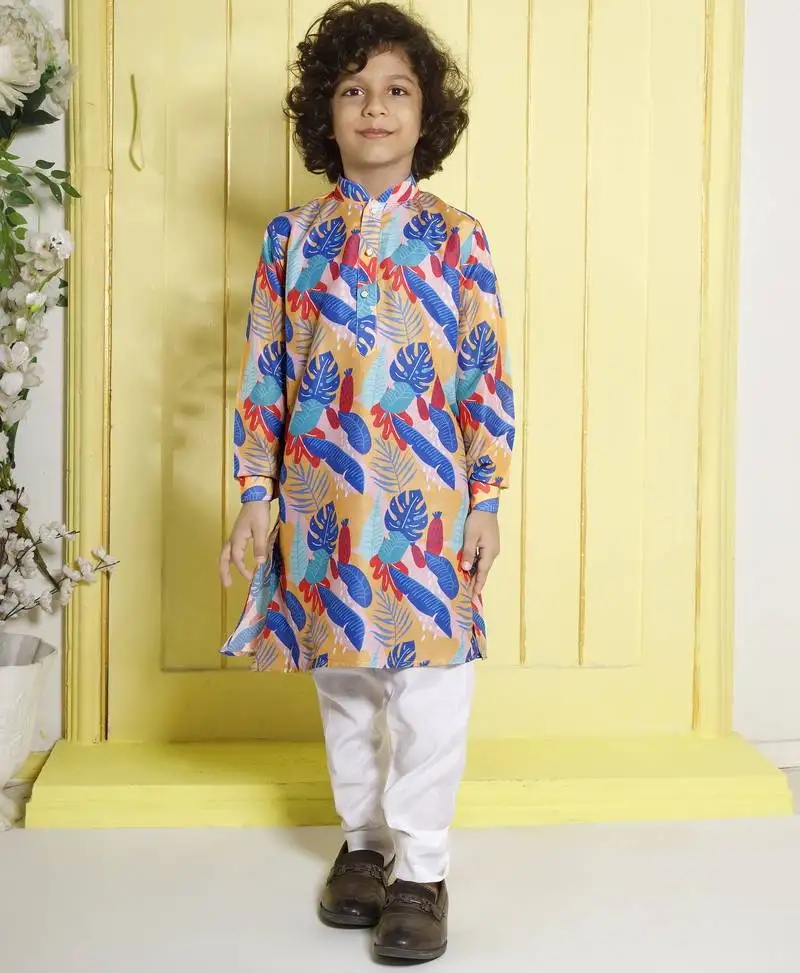 Blue leaf printed muslin cotton woven pajama sets