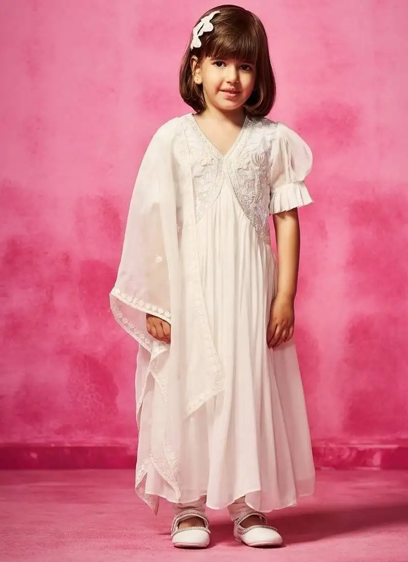 White plain organza kurta set