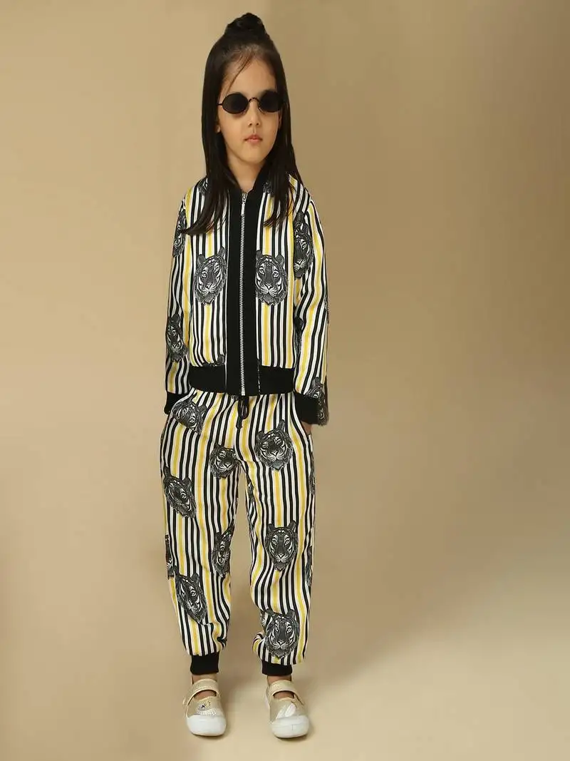 Black printed satin co ord set