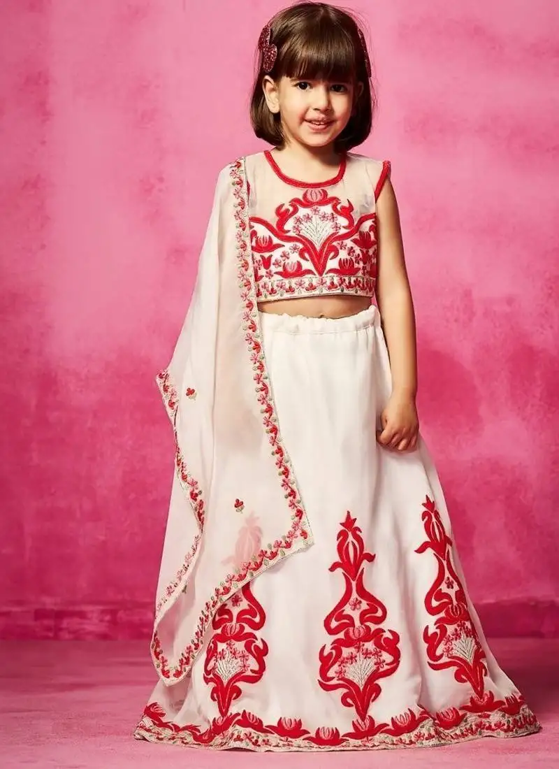 White embroidered organza lehenga set