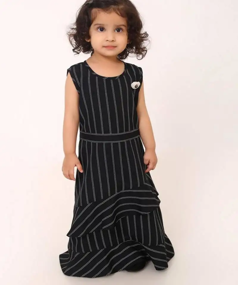 Elegant long sleeve designer dress for girls-black