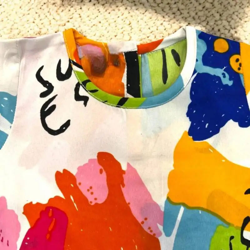 Stylish two-piece full sleeves poly crepe set for baby girls-multicolor