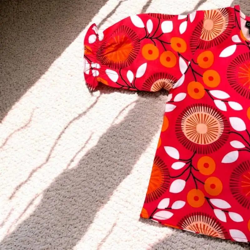 Trendy two-piece cotton blend set for baby girls-red multi