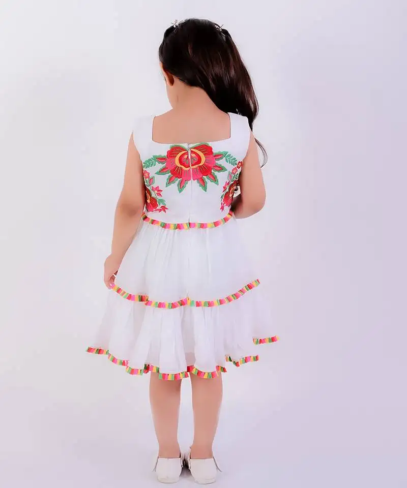 White cotton embroidered dress