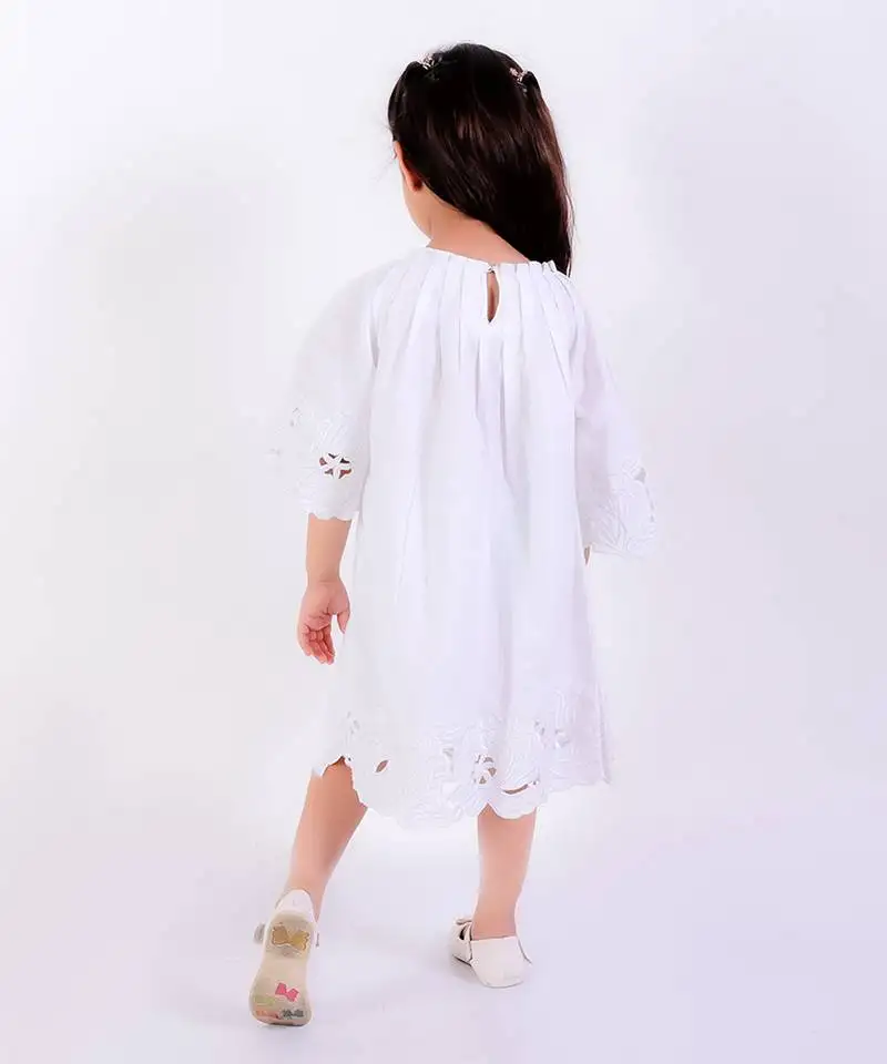 White cotton plain dress