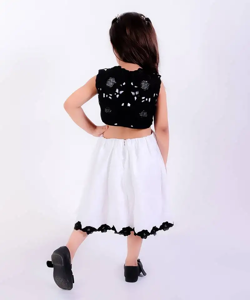 Black & white cotton embroidered dress