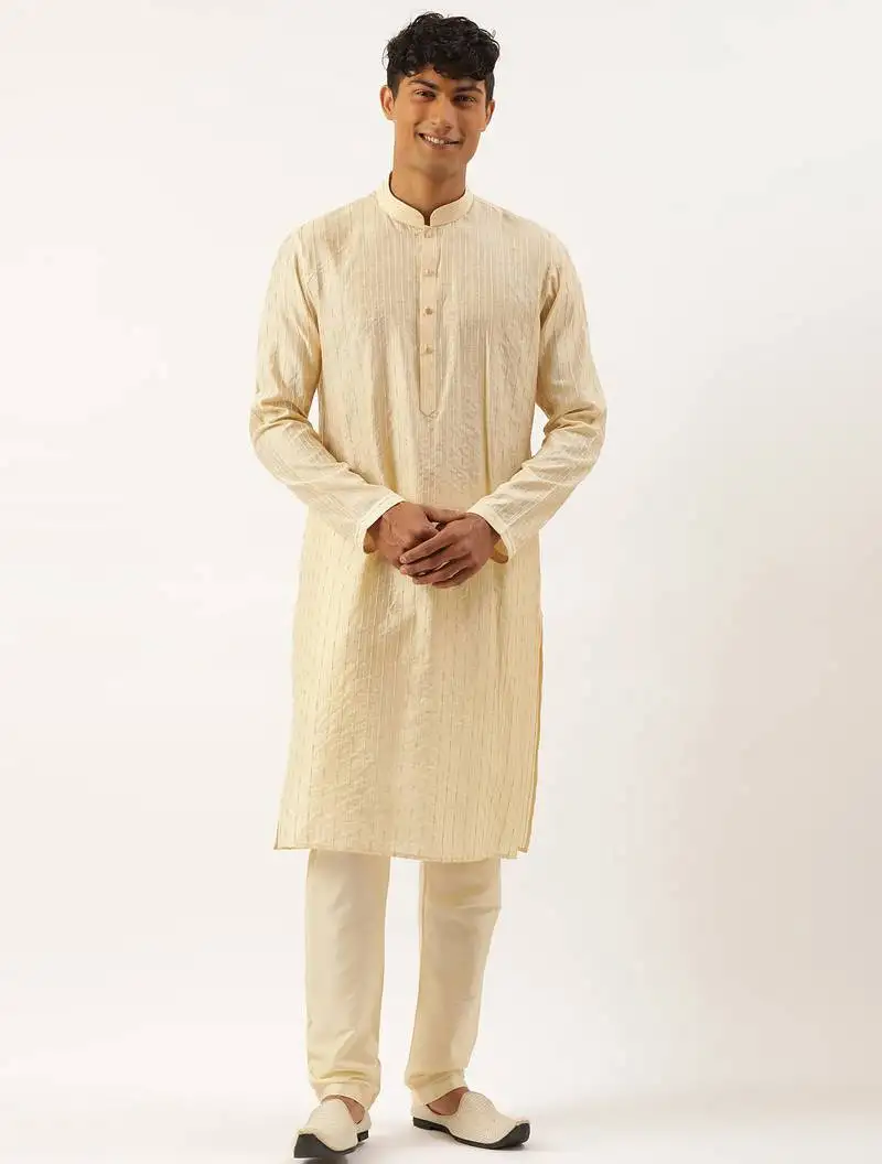 Yellow embroidered kurta pajama