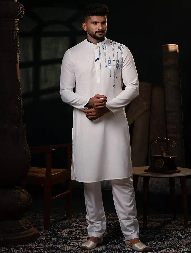 Off white cotton kurta pajama