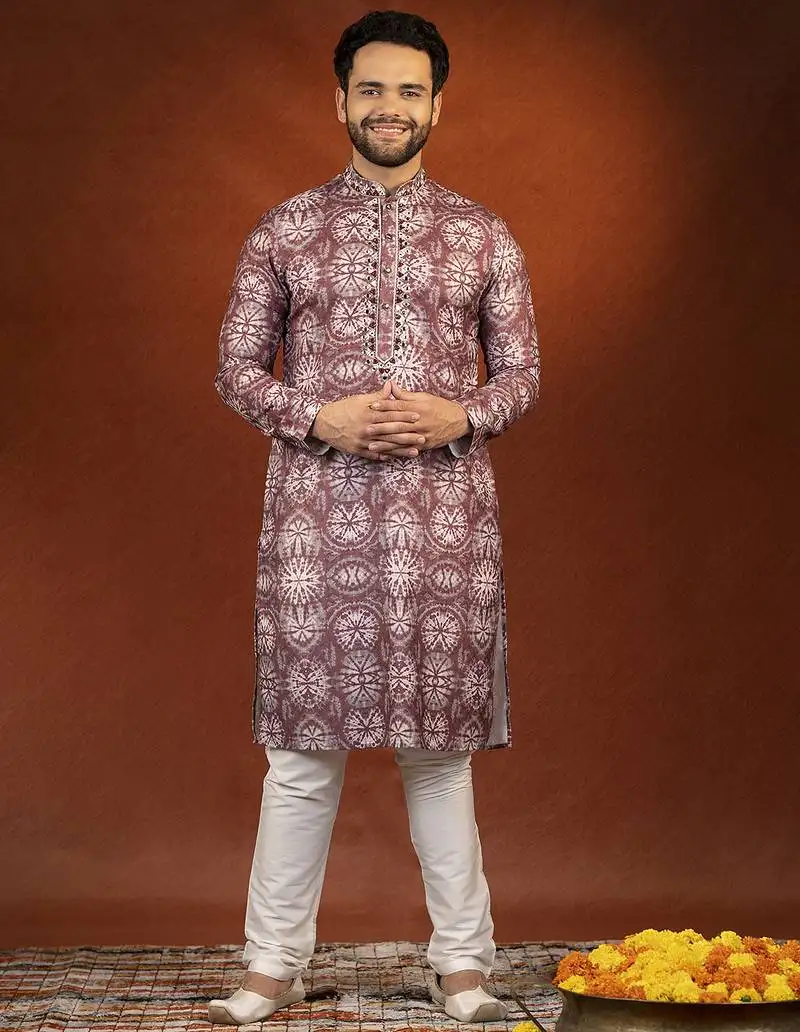 Maroon tie dye kurta pajama