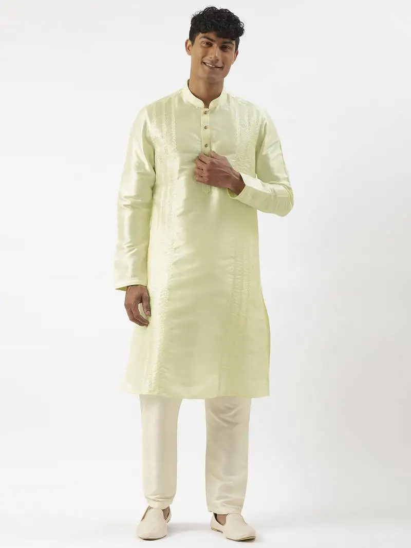 Light green embroidered kurta pajama