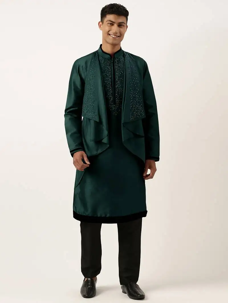 Green ombre layered kurta pajama