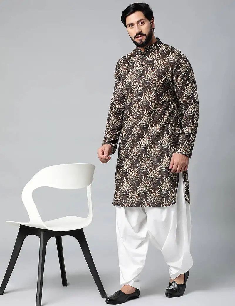 Black printed kurta pajama