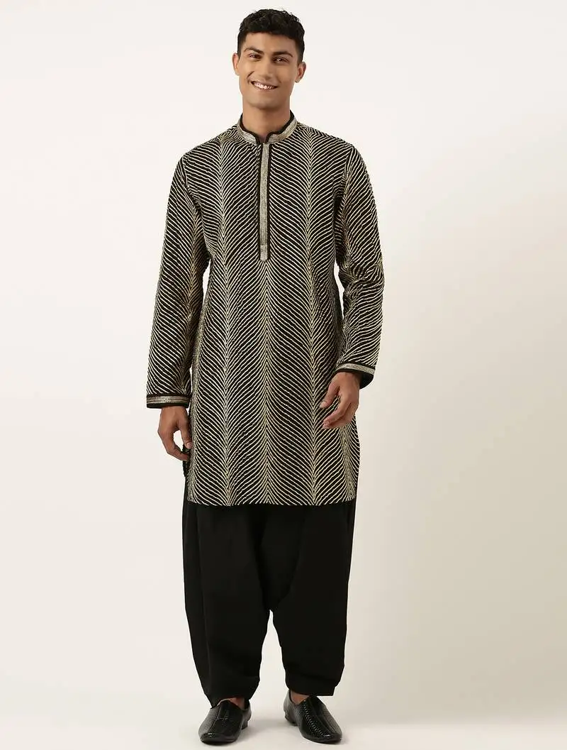 Black gota embroidery kurta pajama