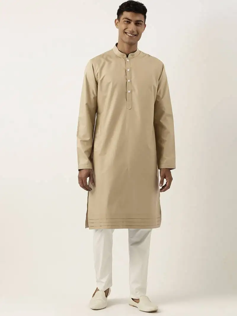 Beige cotton kurta pajama