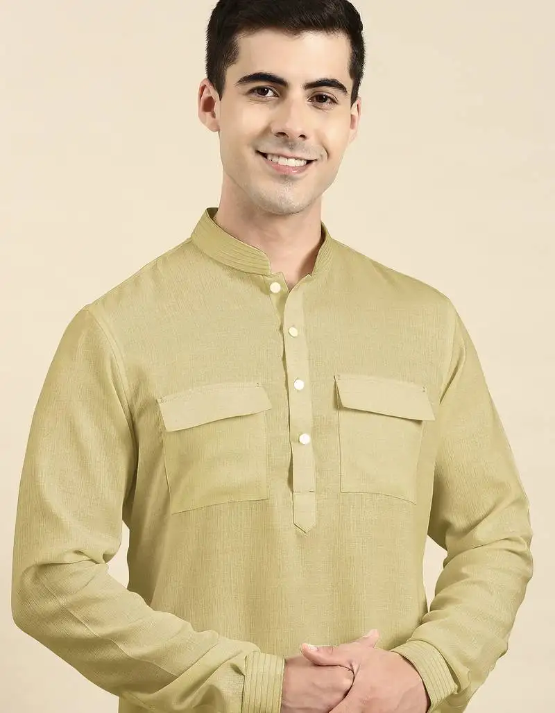 Greenish beige pathani kurta pajama