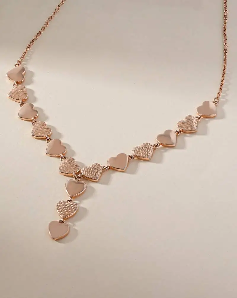 Heart cluster cz rose gold necklace with whimsical romance and layered charms