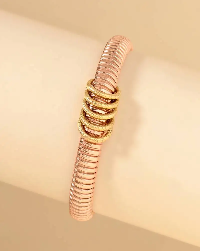 Twisted rose gold charm bracelet