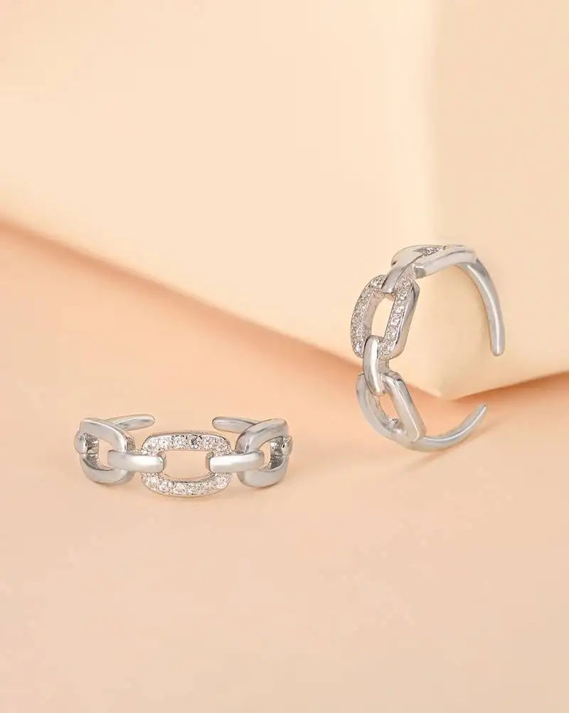 Touch925 stone interlocking toe rings