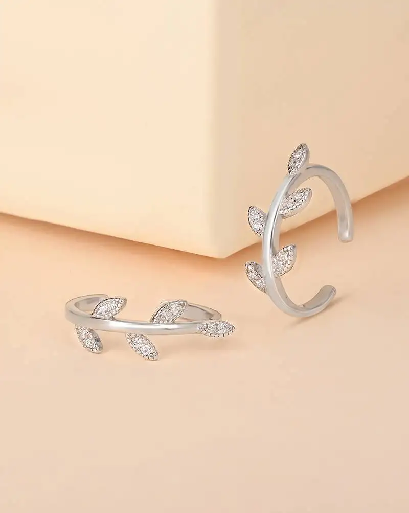 Touch925 leaf charm toe ring