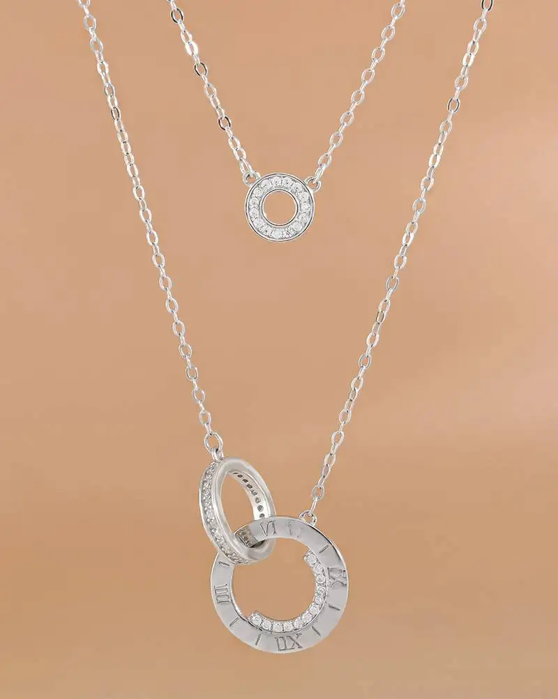 Touch925 circular embrace layered necklace