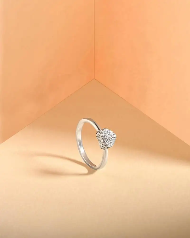 Touch925 silver heart-shaped stone ring in 925 silver for women