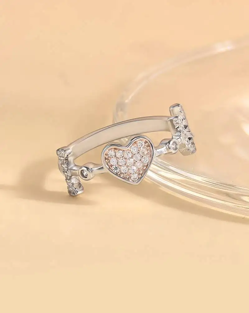 Touch925 heart-crafted cz silver ring for women