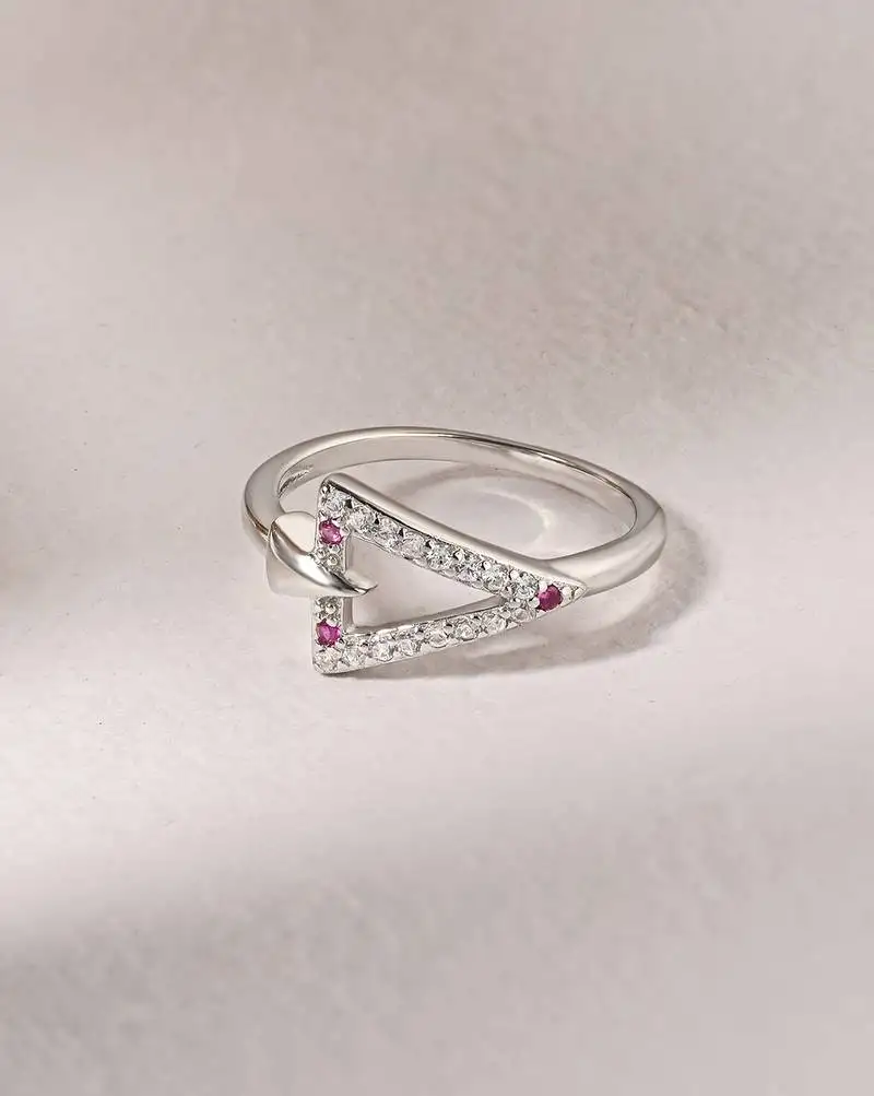 Touch925 eternal triangle silver ring in 925 purity for women