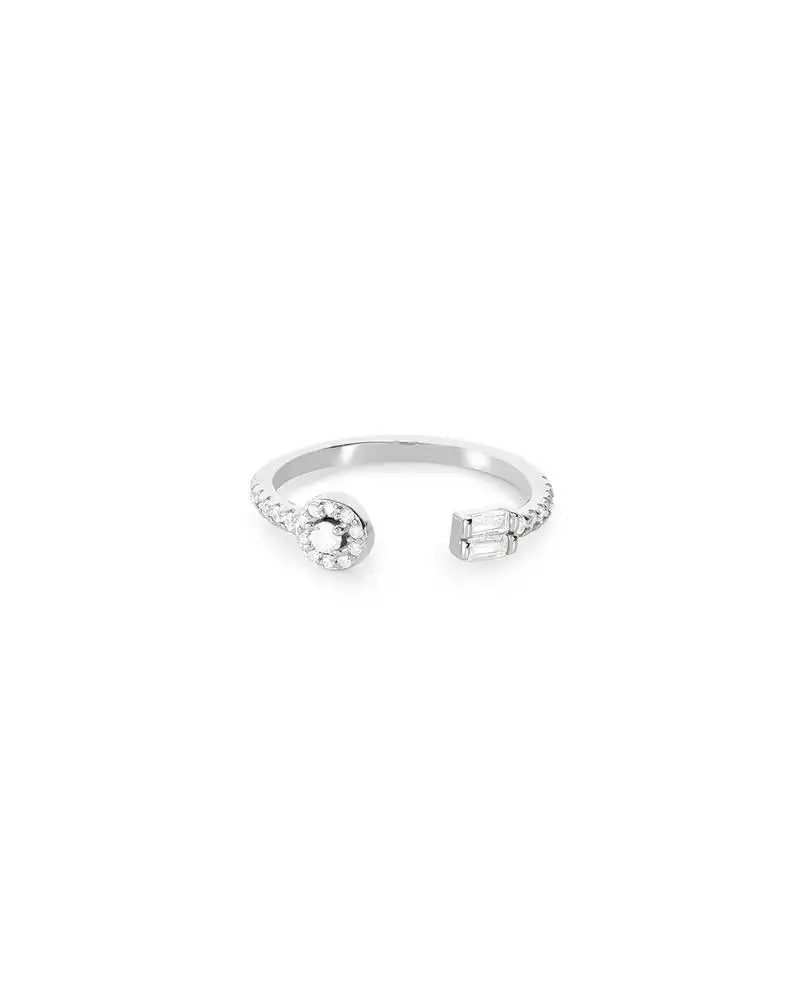 Touch925 twin swirl harmony silver ring with dual cz bands in 925 purity for women