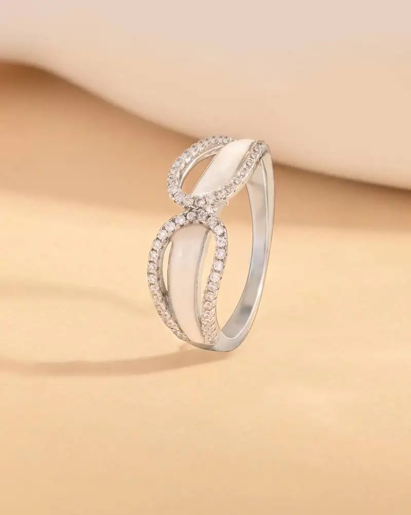 Touch925 elegant infinity silver ring with cz stones in 925 purity for women