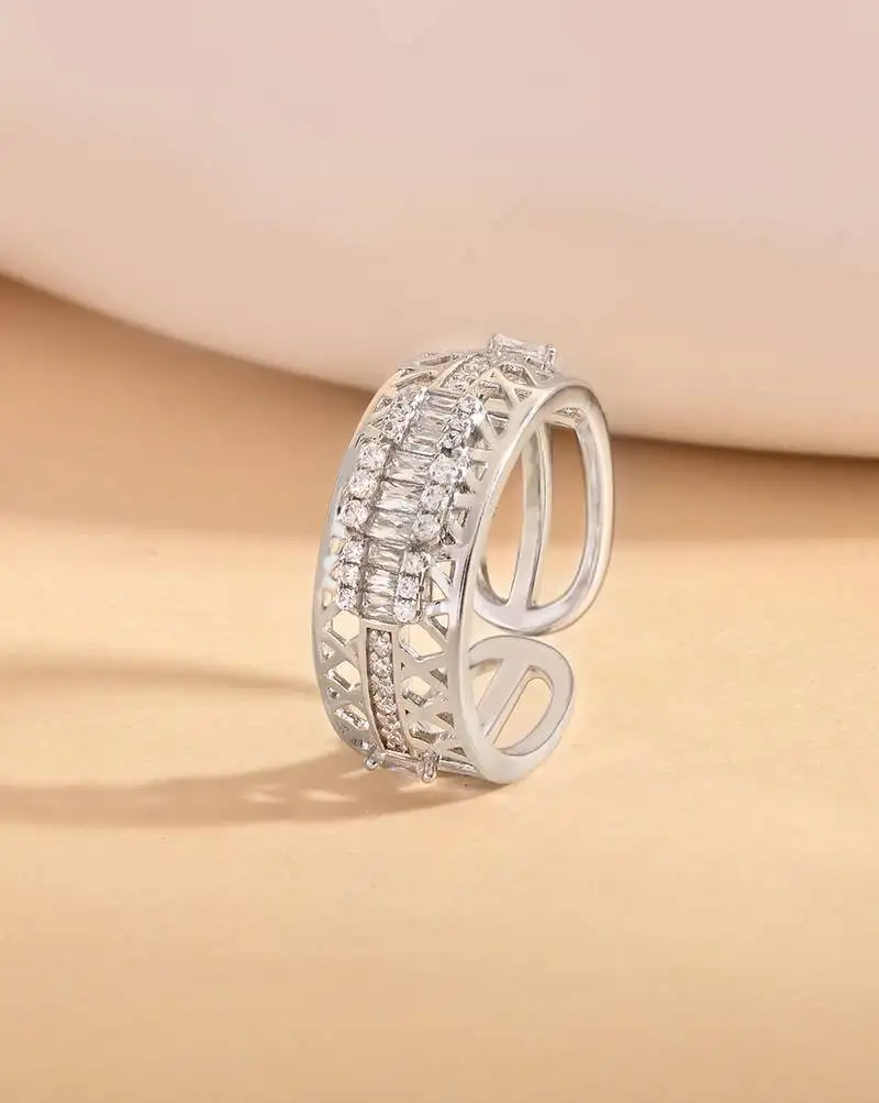 Touch925 elegance enchantment silver ring with rose gold plating in 925 purity for women