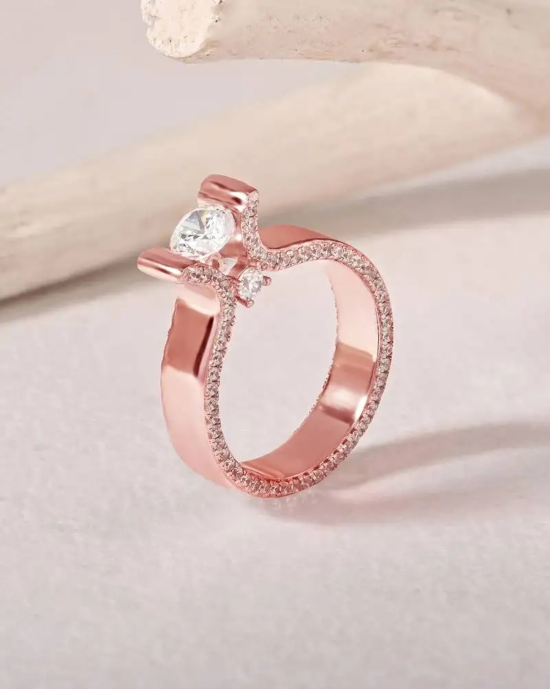 Touch925 sparkle twin silver ring with dual cz stones in 925 purity for women