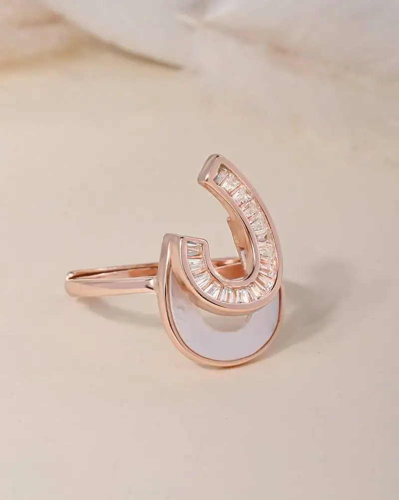 Touch925 grace curved silver ring with beaded detailing in 925 purity for women