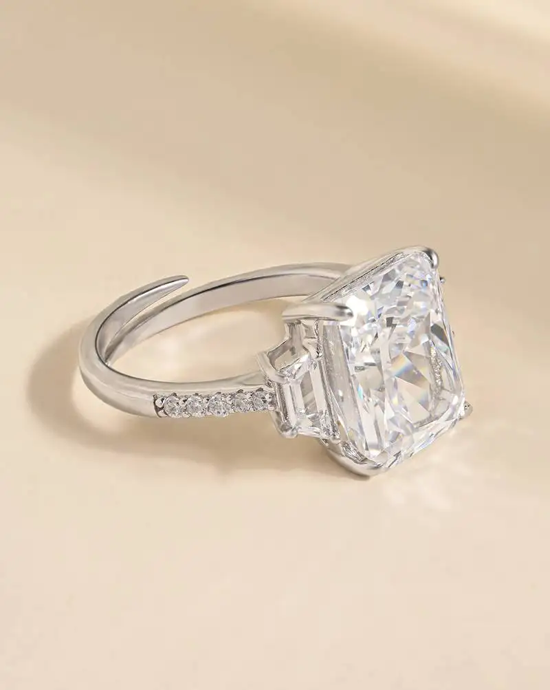 Touch925 majestic trio silver ring with cz stones in 925 purity for women