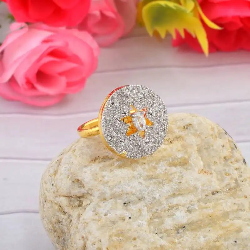 Brass moissanite finger ring for women