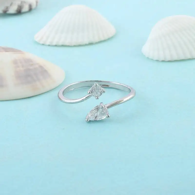 Brass silver plated imitation diamond moissanite finger ring for women girls