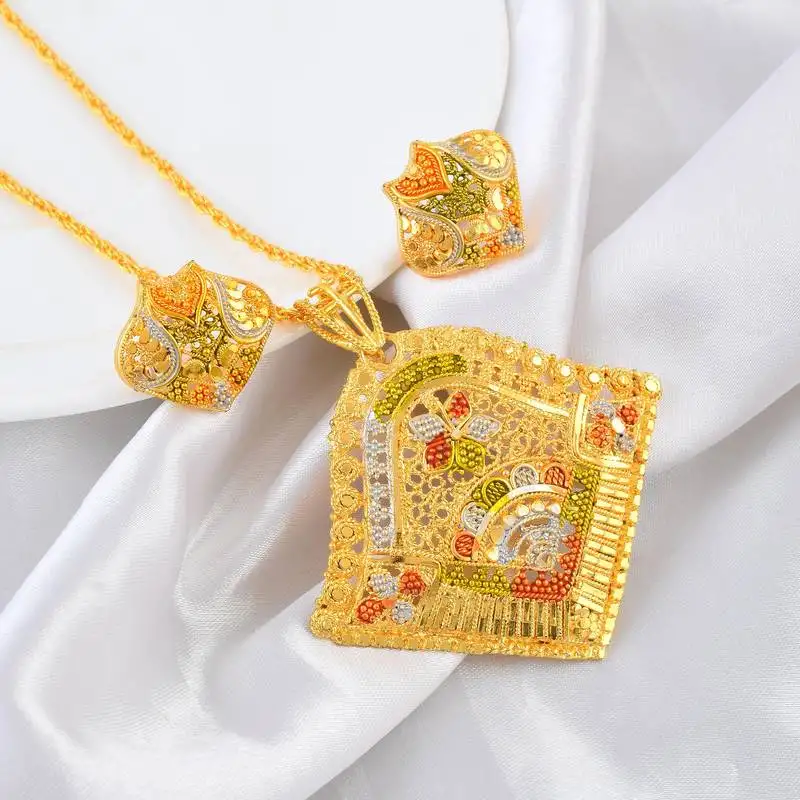 Brass micron gold meenakari handmade pendant for women