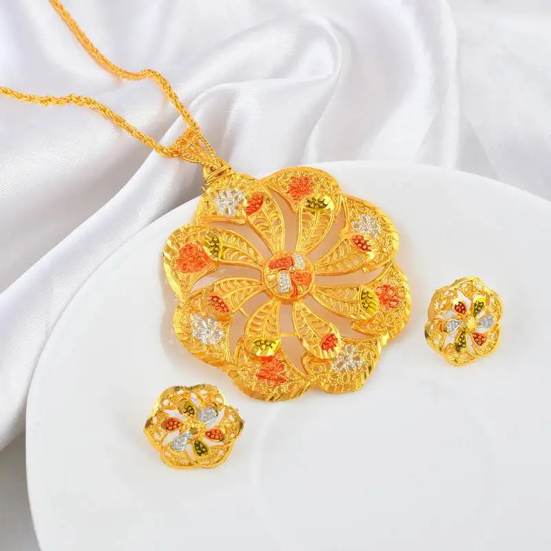 Brass micron gold plated floral design meenakari handmade pendant for women
