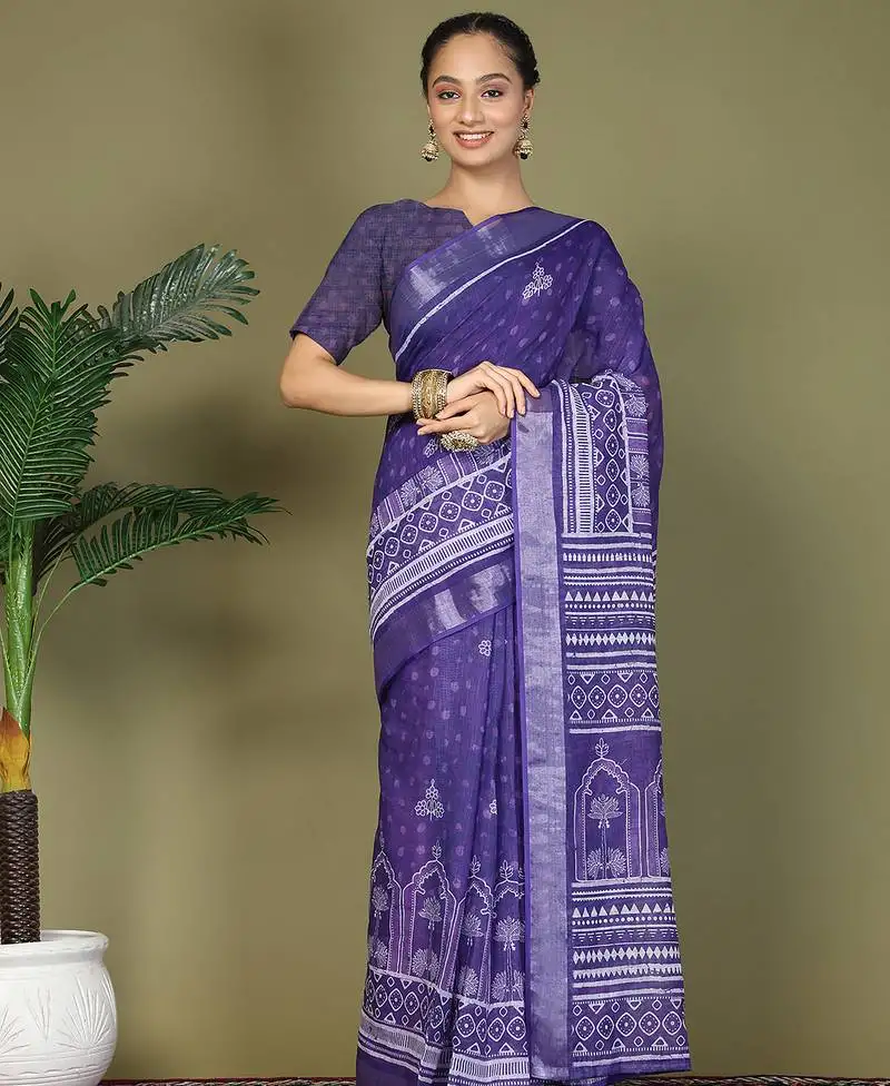 Violet color stylish pre stitched saree with pocket for trendy girls