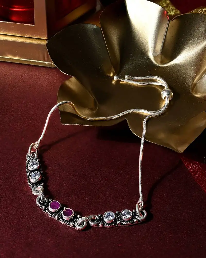 Adjustable stone-studded anklet