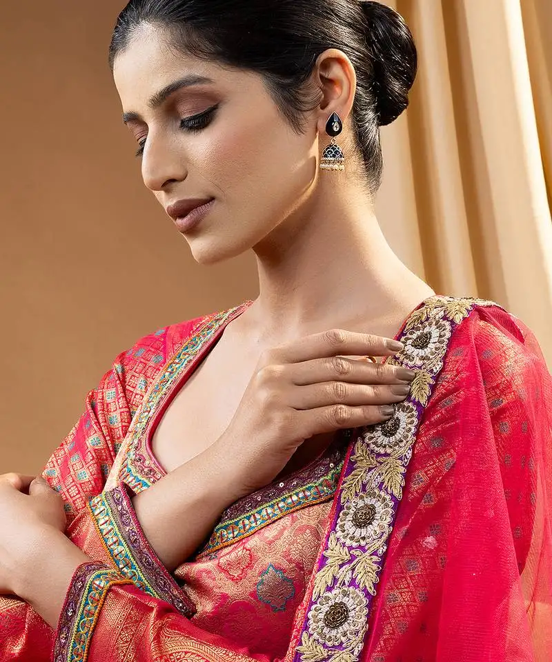 Blue enamel silver earrings