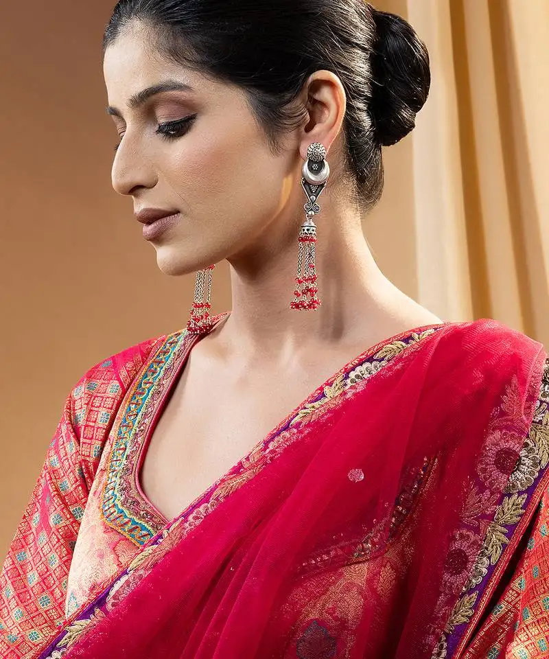 Crimson tassel earrings