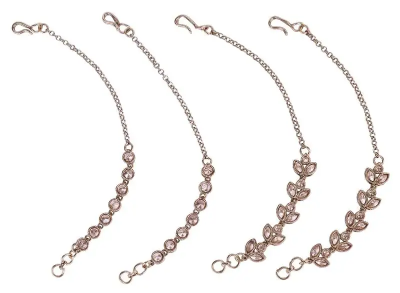 Traditional leaf design long chain gold plated combo set of 2 ear-chain(kaanchain) for women