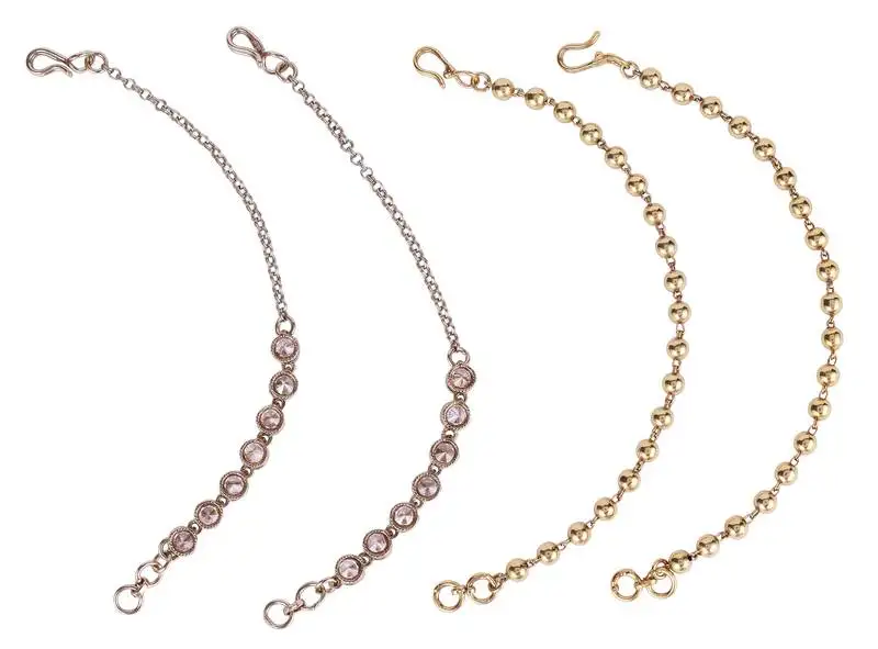 Traditional round shape long chain gold plated combo set of 2 ear-chain(kaanchain) for women