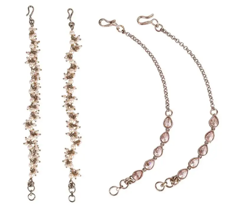 Traditional superb long chain gold plated pearl guchha combo set of 2 ear-chain(kaanchain) for women